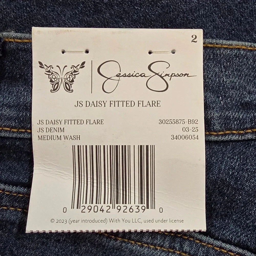 Jessica Simpson Daisy Fitted Flare Jeans Medium Wash Blue High Rise Size 2 NEW